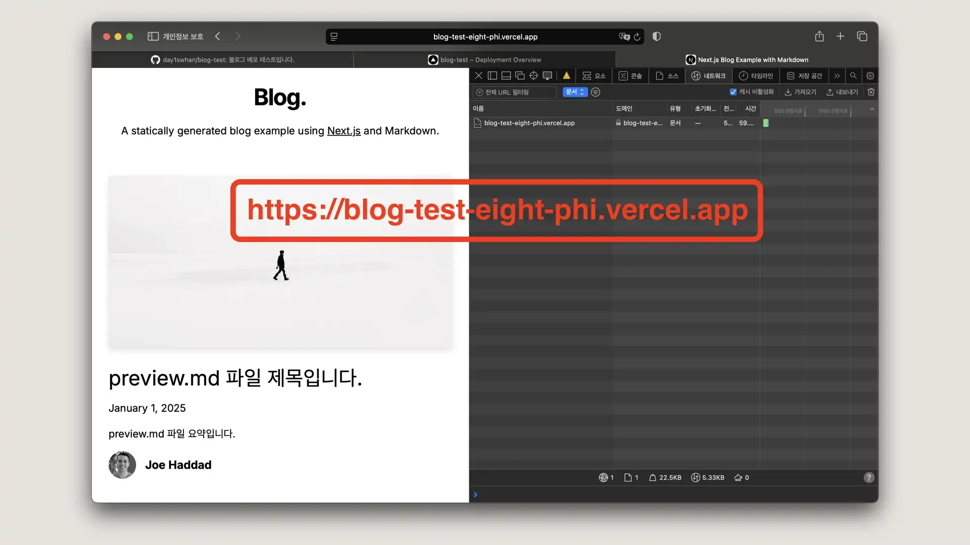 vercel 도메인 접속 화면