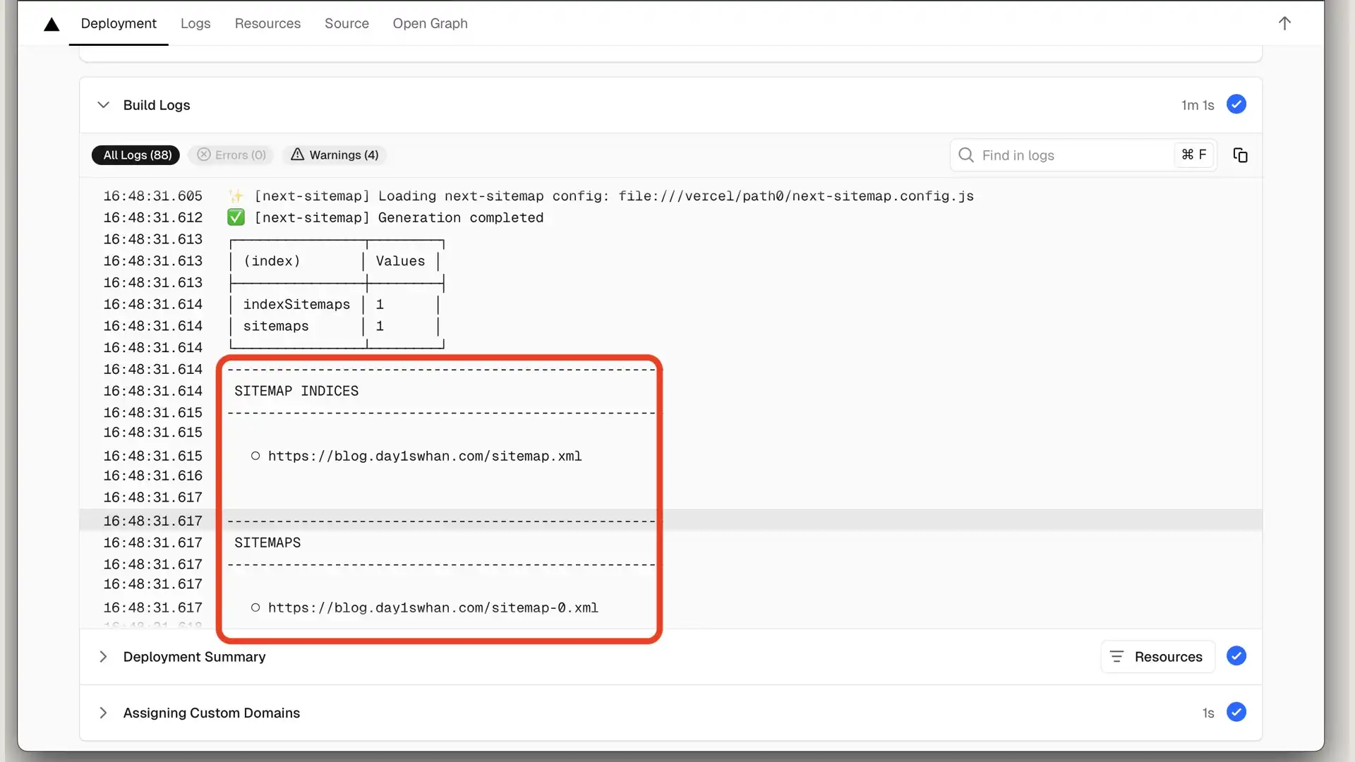vercel sitemap 빌드 확인
