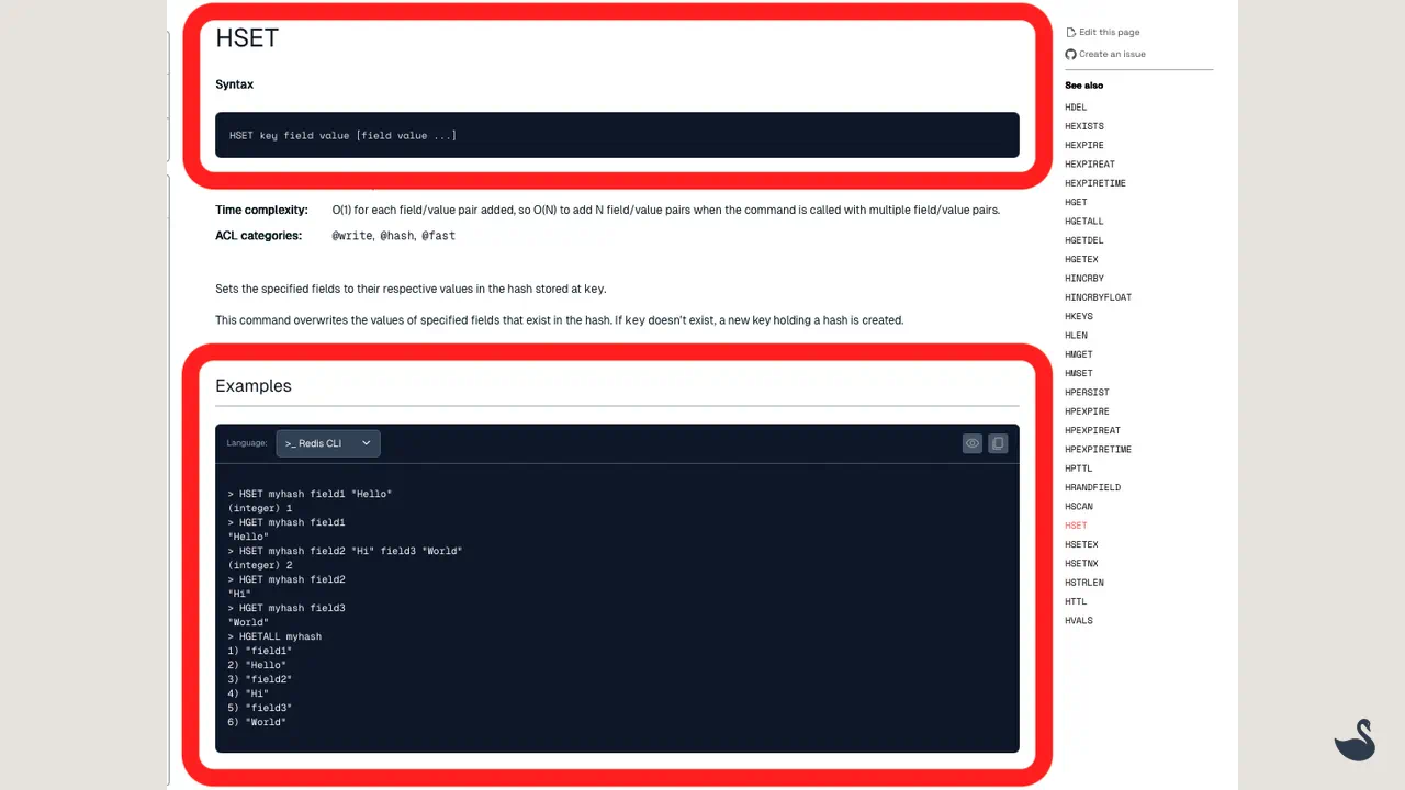 Redis 공식 문서 예제 스크린샷